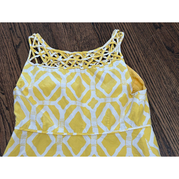 Lilly Pulitzer Women's Jacqueline Silk Shift Dress in Yellow Bamboo Print Size 0 - Picture 3 of 9